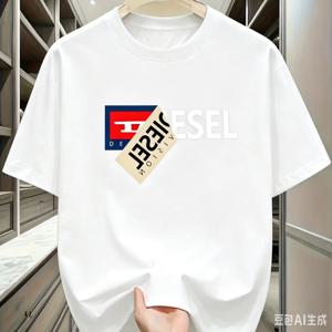 2026 남성용 면 티셔츠 남녀공용 만능 면 라운드넥 Y2K 레트로 트렌드 Pa