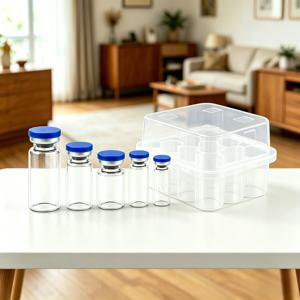 10pcs 3/5/7/10ml 멸균 빈 바이알 자가 치유 주사 포트(바이알 보관 케이스 포함) 미니 투명 펩타이드 보관 케이스