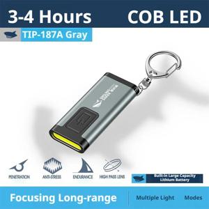 다기능 키체인 손전등 USB 충전식 미니 손전등 COB 작업등 키링 캠핑 워킹 포켓 램프