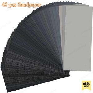 42개 건식 및 습식 사포 세트, 120-3000 그릿, 자동차 연마, 목재 가구 마감 및 목공 조각용 9×3.6인치