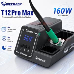 MECHANIC T12 Pro Max 160W 납땜 스테이션 PID 제어 4초 빠른 가열 스마트 슬립 모드 T12 핸들 PCB 용접 수리 도구