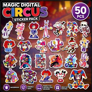 50pcs 만화 매직 디지털 서커스 스티커 저널 스크랩북 물병 노트북 장식을위한 방수 DIY 데칼