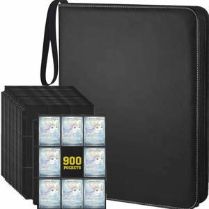 900포켓 카드 바인더 앨범, 50매 9포켓 양면 지퍼 트레이딩 카드 홀더 (TCG, MTG, 스포츠 게임, 포켓몬 카드용)