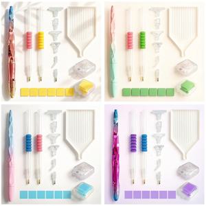 다이아몬드 페인팅 펜 세트(6개 팁, 왁스 및 트레이 포함) DIY 크로스 스티치 공예 도구 키트