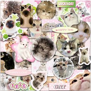 50PCS 레트로 스타일 고양이 낙서 스티커 귀여운 고양이 만화 데칼 DIY 수하물 전화 기타 스크랩북 방수 스티커 아이 장난감