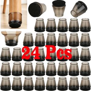 12-24개 의자 다리 캡 미끄럼 방지 내마모성 소음 감소 바닥 보호대, 3가지 옵션 모양: 원형, 사각형, 직사각형