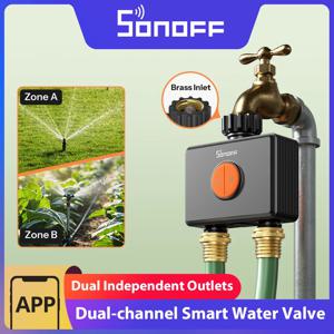 SONOFF 정원 관수 타이머 2구 스프링클러 하이드로 듀오 듀얼 채널 지그비 스마트 워터 밸브 유량계 포함 SWV-ZF2E