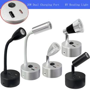 크로스보더 RV 3W 독서등 벽등 타입-C+USB 천장등 선박 요트 실내 조명 12V-24V 구즈넥 LED RV 조명