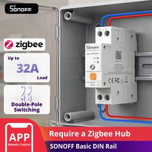 SONOFF BASIC-ZB1GSP 베이직 DIN 레일 지그비 3.0 스마트 스위치 32A 고부하 회로 에너지 모니터링 이중극 안전 스위칭