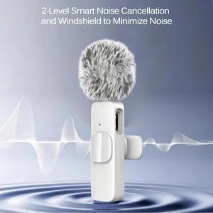 무선 라발리어 마이크 미니 라펠 마이크, 아이폰/안드로이드 USB-C 비디오 팟캐스트 블로그 녹음용 노이즈 캔슬링 기능 탑재