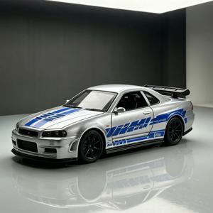 1:36 닛산 GTR & RX7 MX5 개폐식 도어 풀백 장난감, 도색된 자동차 수집용 장식품, 어린이를 위한 이상적인 생일 선물