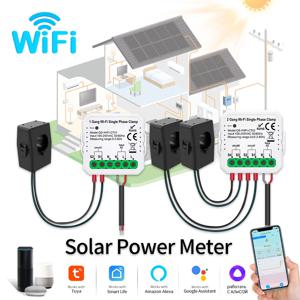 Tuya 스마트 WiFi 태양 광 발전 에너지 미터 80A 클램프 양방향 App 모니터 수출 수입 전력 110-240V 전류 센서
