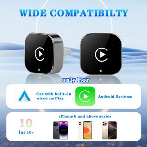 무선 CarPlay 안드로이드 오토 어댑터, 미니 USB 동글 플러그 앤 플레이 - VW 토요타 차량용 유선 CarPlay/안드로이드 오토를 무선으로 변환