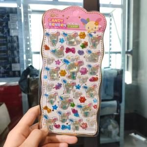 귀여운 우사하나 투명 에폭시 3D 스티커 달콤한 캔디 토끼 퍼피 양각 데칼 사랑스러운 DIY 장식 스티커 시트