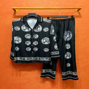 S-6XL 남성 셔츠 및 바지 세트 - 세련된 흑백 쿠바 칼라, 고품질 명품 반팔 여름 의류