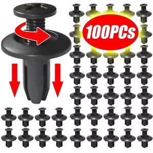 100/50Pcs 8mm 플라스틱 패스너 나사 범용 자동차 범퍼 펜더 블랙 리벳 자동차 패스너 푸시 핀 클립 자동차 액세서리