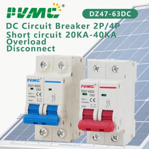 2극 DC 미니 회로 차단기 DZ47-63DC C63 63A 500V DC MCB 태양광 PV 시스템 차단 스위치 과전류 보호 에어 스위치