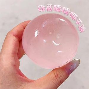 스퀴시 볼 사쿠라 핑크 코코넛 오일 수제 투명 맥아당 스퀴시 스트레스 해소 장난감 홈 데코 부드러운 모조 투명 볼