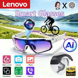 레노버 AI 스마트 글래스 1600W 8K HD 흔들림 방지 카메라 사이클링 사진&비디오 스포츠 선글라스 듀얼 마이크 32GB 방풍 고글 2026