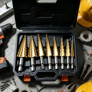 금속, 목재 및 PVC용 6피스 스텝 드릴 비트 세트 – 테이퍼드 드릴링 및 리밍, 가정, 공예 및 DIY 프로젝트에 적합