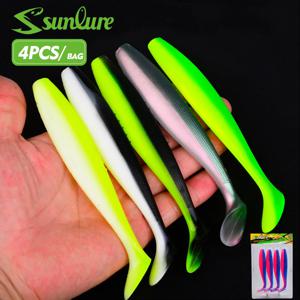 Sunlure 4Pcs/Bag T‑Tail 패들 소프트 루어 인공 실리콘 글리터 스윔베이트 14.5/17.5cm 소프트 베이트 배스 바닷물 낚시 페스카
