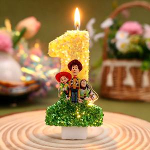 귀엽고 재미있는 만화 토이 스토리 디지털 캔들 숫자 0-9 어린이 생일 케이크 장식 만화 파티 용품 액세서리