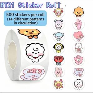 500개 BT21 귀여운 만화 스티커 K-pop 아이돌 굿즈 DIY 휴대폰 케이스 및 스크랩북 장식용