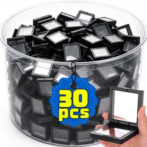 30/1PCS PE 필름 보석 보관함 3D 포장 케이스 원석 프리 스탠드 플로팅 프레임 멤브레인 링 귀걸이 목걸이 디스플레이