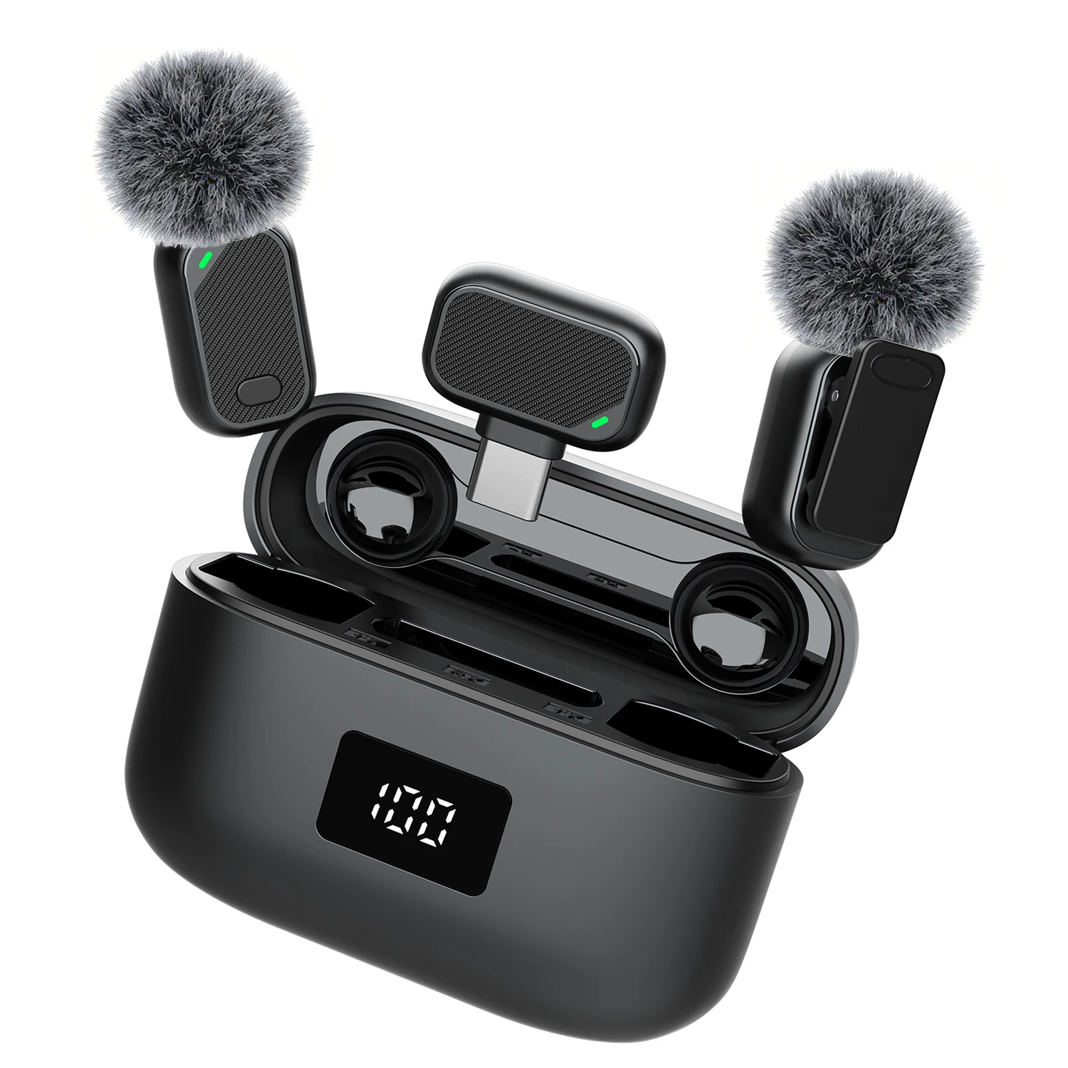 미니 무선 라발리에 마이크(충전 케이스 포함), 2.4G 노이즈 캔슬링 핀 마이크(Type-C, 브이로그/라이브/비디오 녹화용)