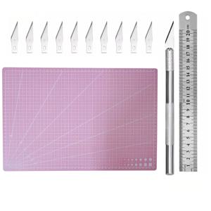 A3/A4/A5 커팅 패드 세트 PVC 테이블 공예 매트, 가죽 공예, 재봉, 조각, DIY 커팅 도구용 다용도 칼 및 자 포함