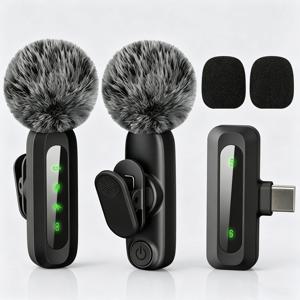 타입-C 포트 무선 라발리어 마이크, 노이즈 캔슬링 핀 마이크, 아이폰15+, 안드로이드 폰, 브이로그 라이브 스트리밍 인터뷰용