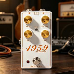 MOSKYAUDIO 1959 디스토션 기타 페달 영국 튜브 앰프 시뮬레이터 3가지 모드 Plexi JCM800 블루스브레이커 디스토션 부스터 트루 바이패스