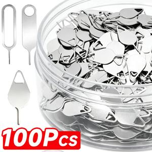 100/10개입 금속 이젝트 심 카드 트레이 오픈 핀 니들 키 도구 (Apple IPad, iPhone 17, 15, Samsung, Xiaomi 등 다양한 휴대폰용)
