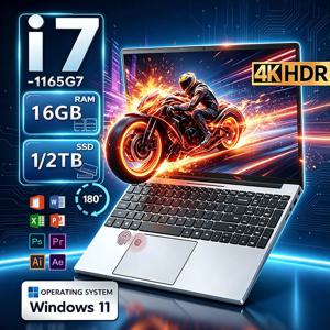 인텔 코어 i7-1165G7, 윈도우 11, 15.6인치, 16GB RAM, 1TB/2TB SSD, 지문 인식 잠금 해제, 4K HD 화면, 게이밍 노트북