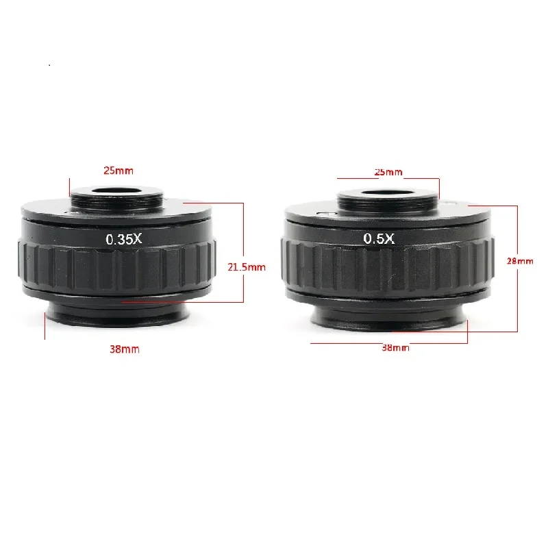 CTV 어댑터 렌즈 초점 조절 가능 직경 38mm 삼안 현미경 커넥터, C 마운트 산업용 디지털 카메라, 0.35X 0.5X