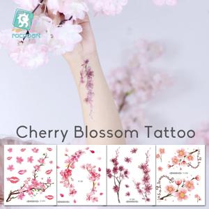 Rocooart 꽃 가짜 문신 사쿠라 문신 스티커 가슴 Taty 방수 문신 벚꽃 문신 여성 문신 바디 아트