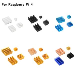 라즈베리 파이 4 모델 B 알루미늄 방열판 실버 블랙 골드 블루 4pcs 방열판 RPi 4B 용 강력한 라디에이터 냉각 키트 방열판