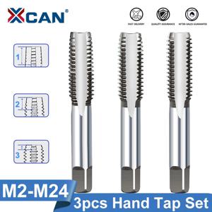 XCAN 3pcs M2-M12 미터법 탭 기계 나사 탭 드릴 비트 태핑 도구 스레드 플러그 탭 스레드 탭 금속 가공 핸드 툴