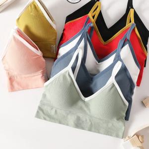 여성 크롭탑 심리스 패드 브라 튜브탑 란제리 레터 프린트 언더웨어 스트리트웨어 스트랩 캐미솔 데일리 웨어 탑