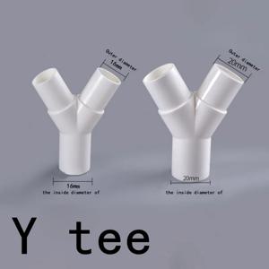 PVC 플라스틱 Y 형 티 Y 티 포크 워터 파이프 티 드립 박스 티 조인트 16mm/20mm 1Pcs