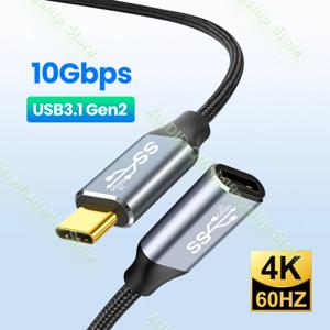 USB C 3.1 Gen2 10Gbps 연장 케이블 유형 C-C PD 100W QC4.0 3.0 MacBook Pro 4k 60Hz 비디오 케이블용 5A 고속 충전 케이블