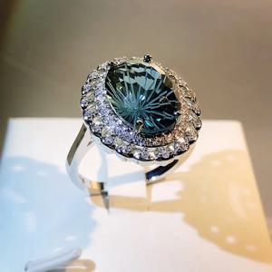 오뜨 꾸뛰르 블루 토파즈 여성 반지 925 실버 천연 불꽃 놀이 블루 토파즈 여성 반지 칵테일 파티 보석 선물