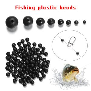 100 개/몫 3mm-12mm 낚시 구슬 공간 스토퍼 블랙 라운드 소프트/하드 고무 구슬 낚시 미끼 후크 장비 액세서리