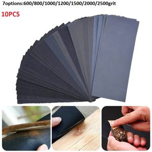 10pcs 사포 600/800/1000/1200/1500/2000/2500 그릿 물/건식 연마 사포 목재 금속 연마 도구 액세서리