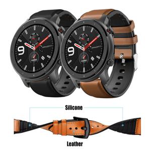 Xiaomi Amazfit Pace / Stratos 1 2 3 / GTR2 / GTR 2e 시계 밴드 용 Amazfit GTR 47mm 손목 스트랩 용 가죽 실리콘 팔찌