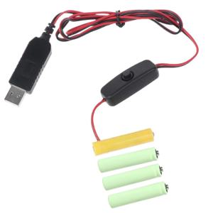 LR03 AAA 배터리 제거 USB 전원 공급 케이블, ON OFF 스위치, 교체 1-4 개 AAA 배터리, 드롭 배송