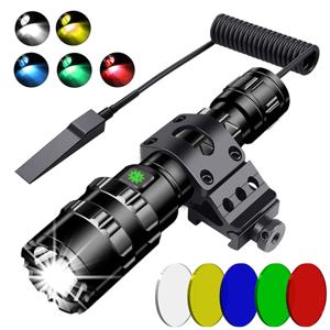 LED 전술 사냥 토치 손전등 L2 18650 알루미늄 방수 야외 조명 총 마운트 + 스위치 USB 충전식 램프
