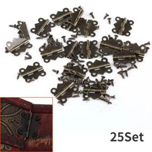 25Set 20*25mm 4 구멍 나비 경첩 골동품 청동 캐비닛 서랍 보석 나무 상자 와인 케이스 장식 가구