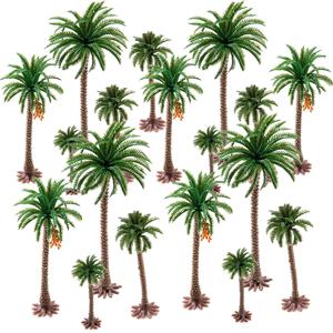 높이 6-15cm 코코넛 야자 나무 모델 DIY 공원 열대 우림 기차 철도 장식 건물 풍경 미니어처 트리 5Pcs