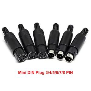 2PCS 미니 DIN 플러그 3/4/5/6/7/8 핀 섀시 케이블 마운트 남성 여성 소켓 3-8Pin 용접 와이어 S 터미널 미니 PS2 남성 커넥터